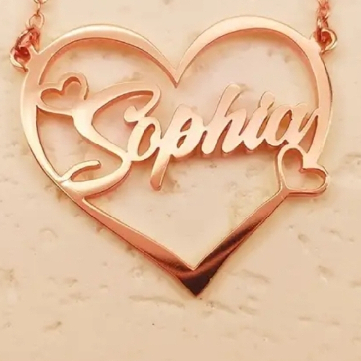 Rose Gold Heart Name Necklace